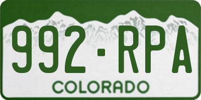 CO license plate 992RPA