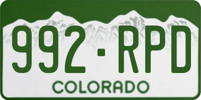 CO license plate 992RPD