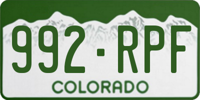 CO license plate 992RPF