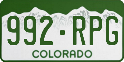 CO license plate 992RPG
