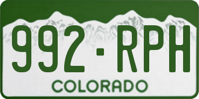 CO license plate 992RPH