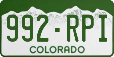 CO license plate 992RPI