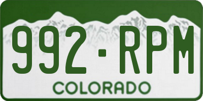 CO license plate 992RPM