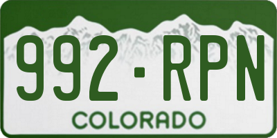 CO license plate 992RPN