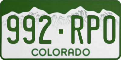 CO license plate 992RPO
