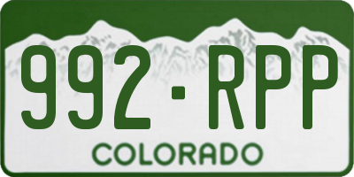 CO license plate 992RPP