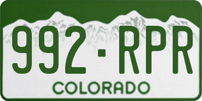 CO license plate 992RPR