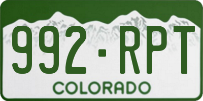 CO license plate 992RPT