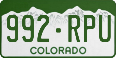 CO license plate 992RPU