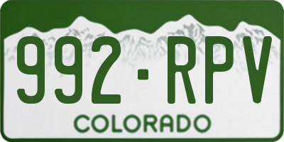 CO license plate 992RPV