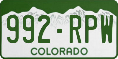 CO license plate 992RPW