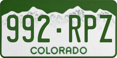 CO license plate 992RPZ