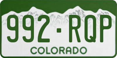 CO license plate 992RQP