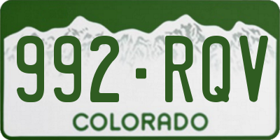 CO license plate 992RQV