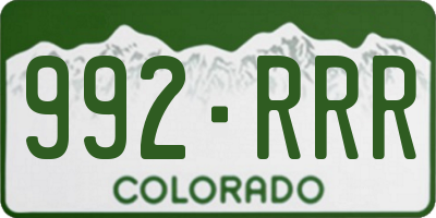 CO license plate 992RRR