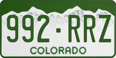 CO license plate 992RRZ
