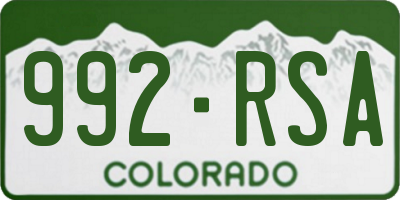 CO license plate 992RSA