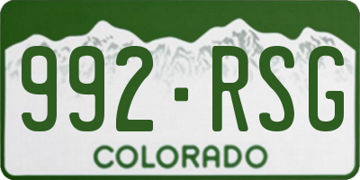 CO license plate 992RSG