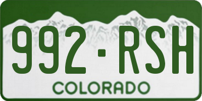 CO license plate 992RSH