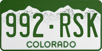 CO license plate 992RSK