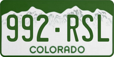 CO license plate 992RSL