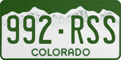 CO license plate 992RSS