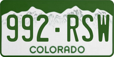 CO license plate 992RSW