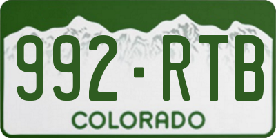 CO license plate 992RTB