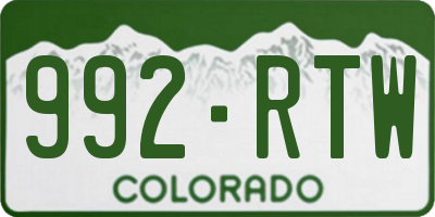 CO license plate 992RTW