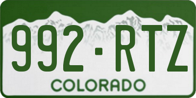 CO license plate 992RTZ
