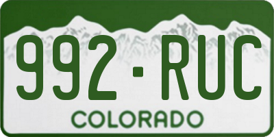 CO license plate 992RUC