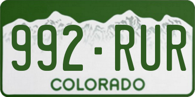 CO license plate 992RUR