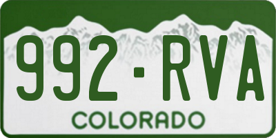 CO license plate 992RVA