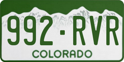 CO license plate 992RVR