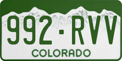 CO license plate 992RVV
