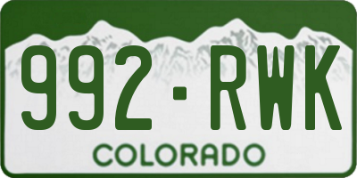 CO license plate 992RWK