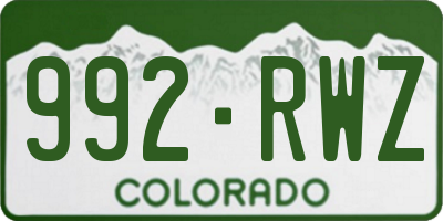 CO license plate 992RWZ
