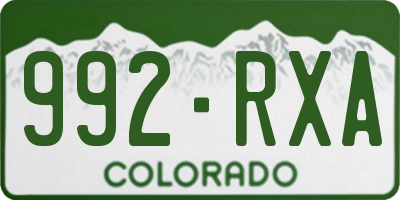 CO license plate 992RXA
