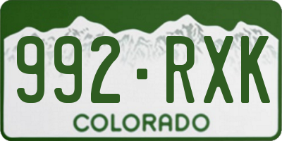 CO license plate 992RXK