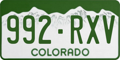 CO license plate 992RXV