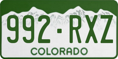 CO license plate 992RXZ