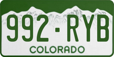 CO license plate 992RYB