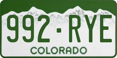 CO license plate 992RYE