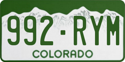 CO license plate 992RYM