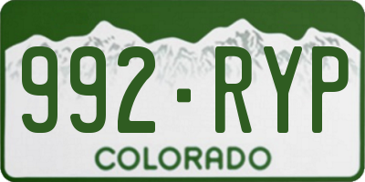 CO license plate 992RYP