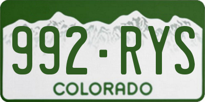 CO license plate 992RYS