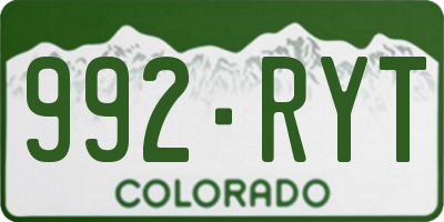 CO license plate 992RYT