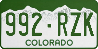 CO license plate 992RZK