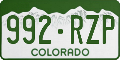 CO license plate 992RZP