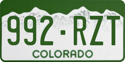 CO license plate 992RZT